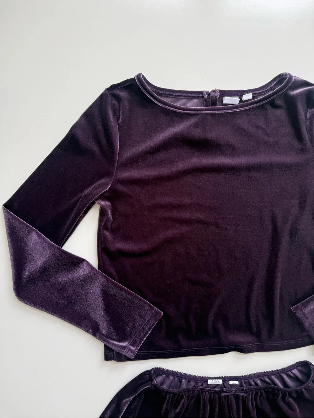 Gap Velvet Skirt and Long Sleeved Top Set - Plum Purple Size XXL 14-16